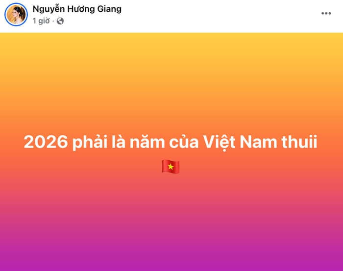 Bài đăng trên trang cá nhân Hương Giang sau chiến thắng của U23 Việt Nam.