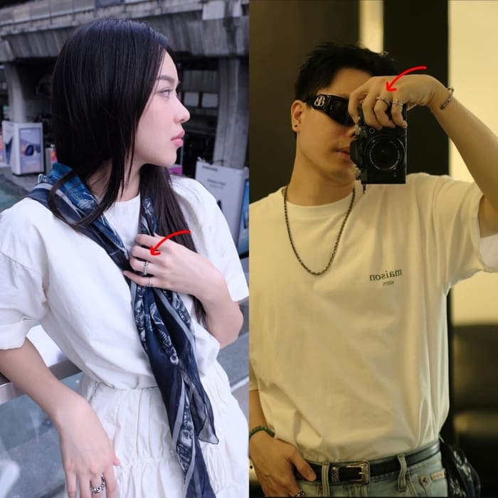 Trịnh Thăng Bình và Thanh Thủy bị 'soi' có thể đeo nhẫn đôi. Ảnh chụp màn hình