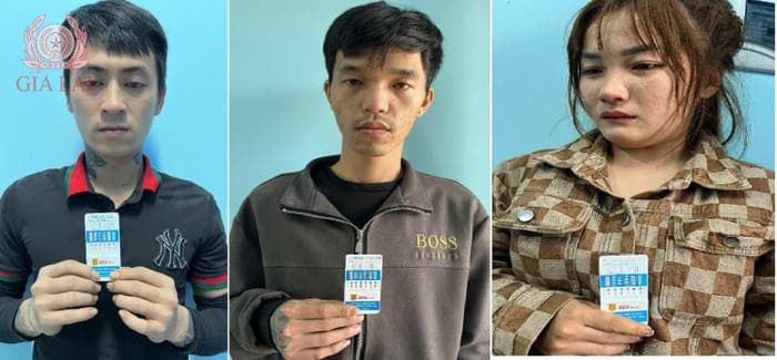 Từ trái qua phải là Trần Văn Quý, Huỳnh Thanh Hưng và Lê Thị Bích Kiều. Ảnh: Công an tỉnh Gia Lai