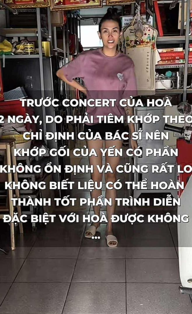 Võ Hoàng Yến tiêm khớp theo chỉ định bác sĩ trước 2 ngày trình diễn tại fan concert của Hòa Minzy