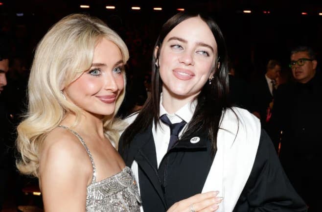 Sabrina Carpenter và Billie Eilish đều lựa chọn lối trang điểm tự nhiên. Ảnh: Getty Images